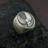 3D Lion Eagle Engraved Name Custom Ring