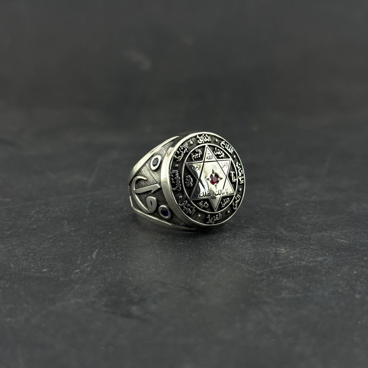 Seal of Solomon Ring for Men, Sterling Silver Talisman Jewelry, Protection Signet Ring, Esoteric Spiritual Gift, Islamic Calligraphy Ring
