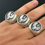 3D Lion Eagle Engraved Name Custom Ring
