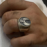 3D Lion Eagle Engraved Name Custom Ring