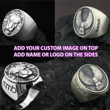 3D Lion Eagle Engraved Name Custom Ring